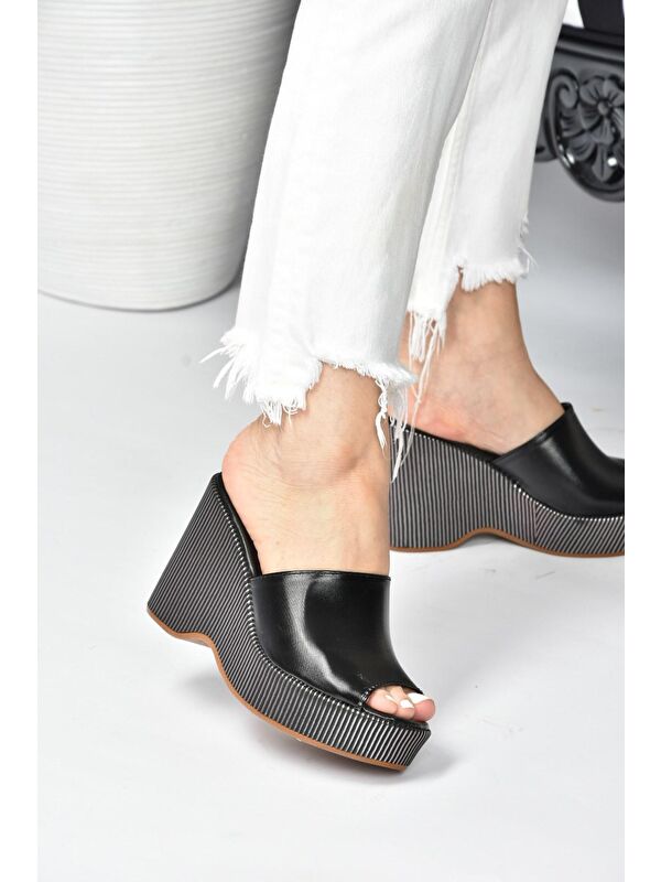 K250101509 Siyah Kadın Terlik - Görsel 3