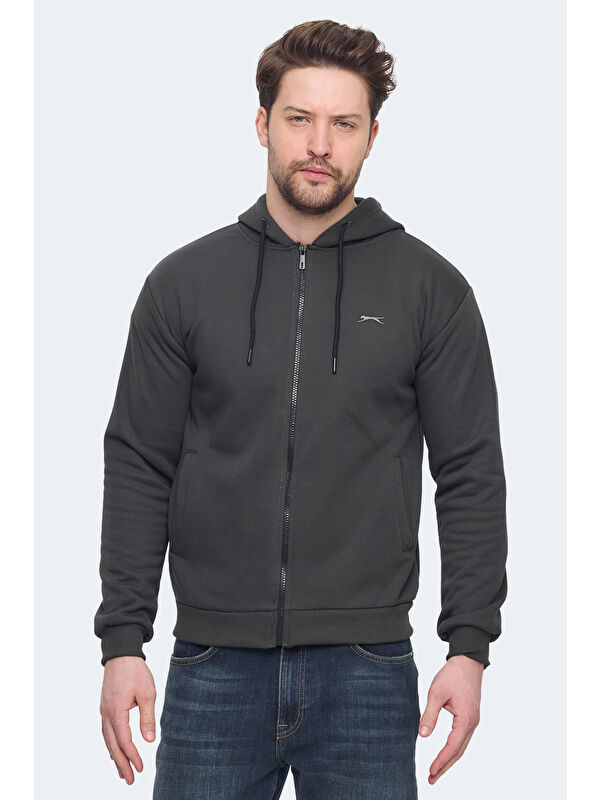 SLAZENGER KOZZAX Erkek Fermuarlı Sweatshirt Hırka Antrasit