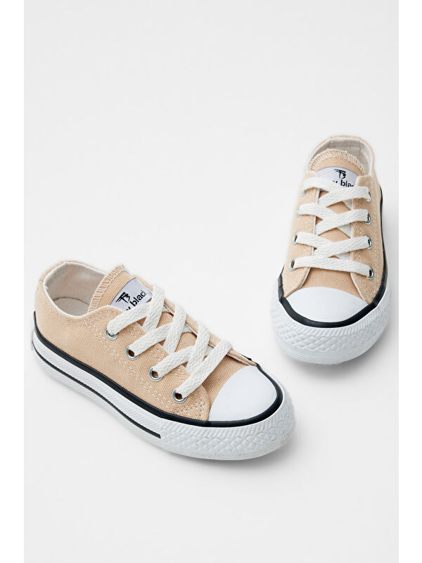 Çocuk Unisex Bej Rahat Kalıp Bağcıklı Spor Ayakkabı - Görsel 3