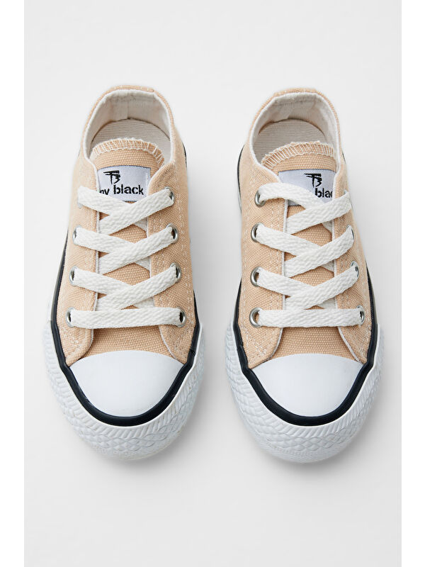 Çocuk Unisex Bej Rahat Kalıp Bağcıklı Spor Ayakkabı - Görsel 4