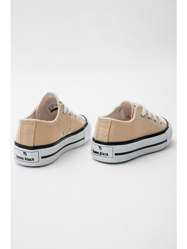 Çocuk Unisex Bej Rahat Kalıp Bağcıklı Spor Ayakkabı - Görsel 5