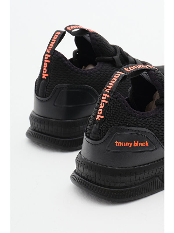 Unisex Siyah Nefes Alabilen Kumaş Poli Taban Bağcıklı Spor Ayakkabı - Görsel 6