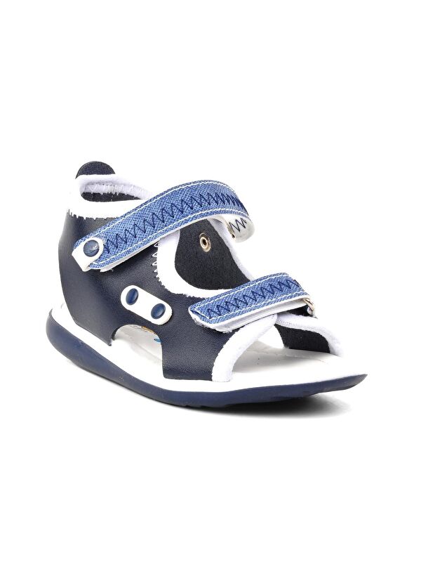 Re11 Mavi Cırt Cırtlı Erkek Çocuk Sandalet - Görsel 4