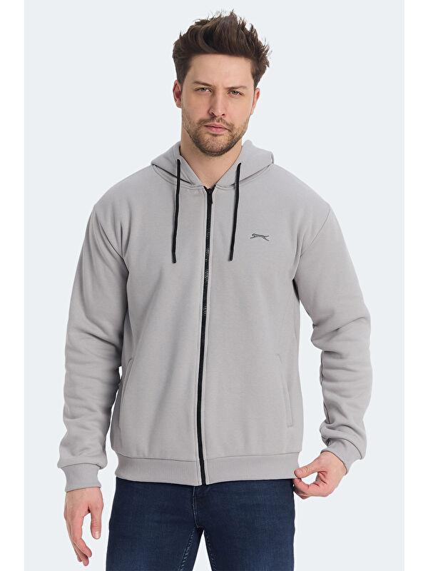 SLAZENGER KOZZAX Erkek Fermuarlı Sweatshirt Hırka Gri