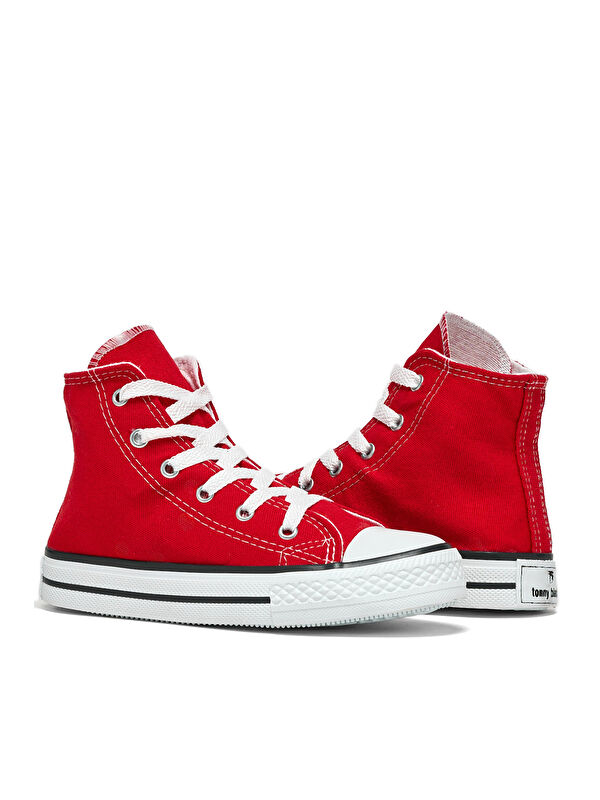 Çocuk Unisex Kırmızı Rahat Kalıp Bağcıklı Uzun Spor Ayakkabı - Görsel 3