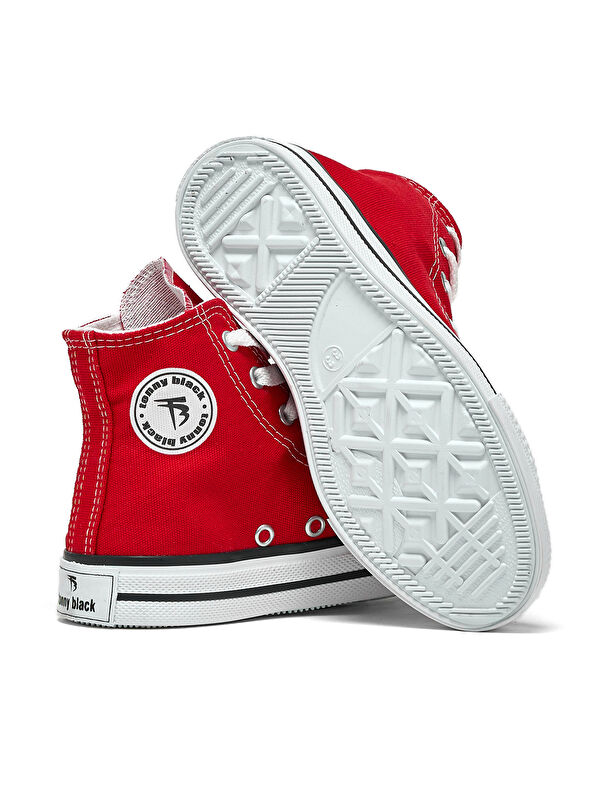 Çocuk Unisex Kırmızı Rahat Kalıp Bağcıklı Uzun Spor Ayakkabı - Görsel 5