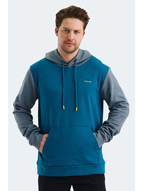 SLAZENGER VIOLA  Erkek Kapüşonlu Sweatshirt Hoodie Petrol