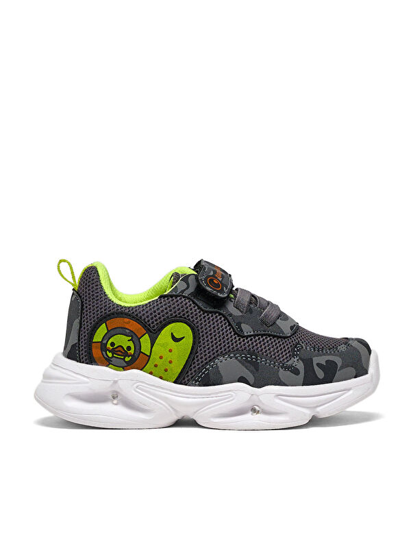 Çocuk Unisex Füme Kamuflaj Işıklı Cırtlı Ayakkabı - Görsel 3