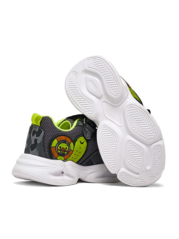 Çocuk Unisex Füme Kamuflaj Işıklı Cırtlı Ayakkabı - Görsel 5