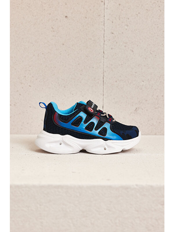 Çocuk Unisex Lacivert Kamuflaj Rahat Kalıp Işıklı Cırtlı Ayakkabı - Görsel 3