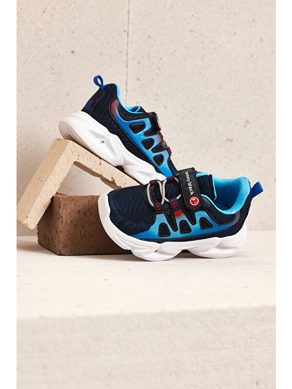 Çocuk Unisex Lacivert Kamuflaj Rahat Kalıp Işıklı Cırtlı Ayakkabı - Görsel 4