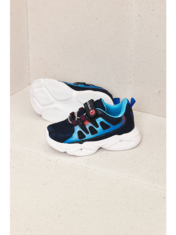 Çocuk Unisex Lacivert Kamuflaj Rahat Kalıp Işıklı Cırtlı Ayakkabı - Görsel 5