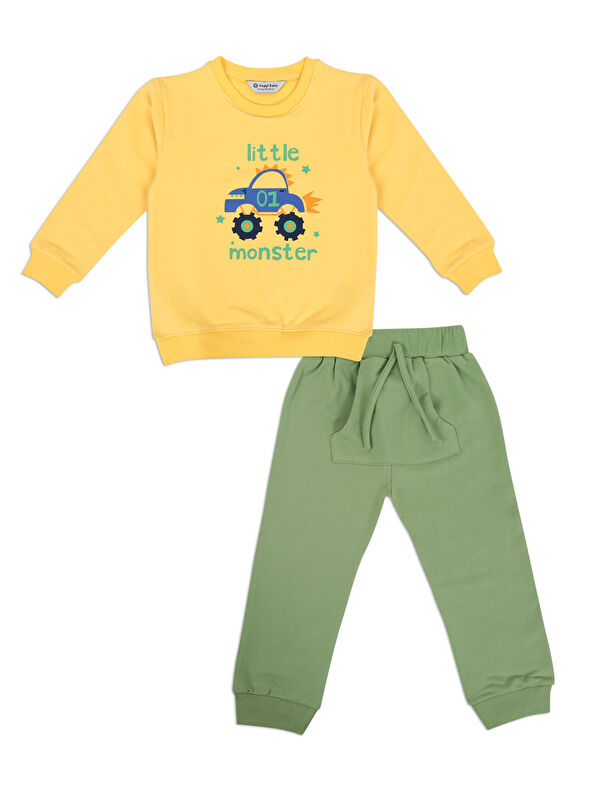 Luggi Baby Bisiklet Yaka Erkek Bebek Sweatshirt ve Eşofman Alt 2'li Takım
