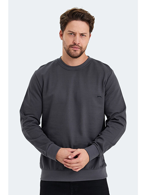 SLAZENGER KONNOR IN Erkek Koyu Gri %100 Pamuk Sweatshirt