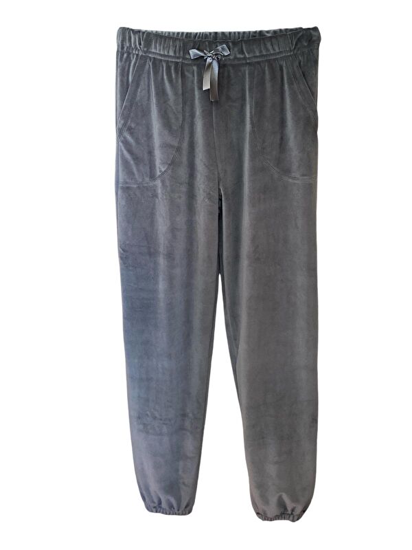 Formo Kadın Füme Kadife Lastikli Paça Yüksek Kalite Cepli Jogger Pijama Altı