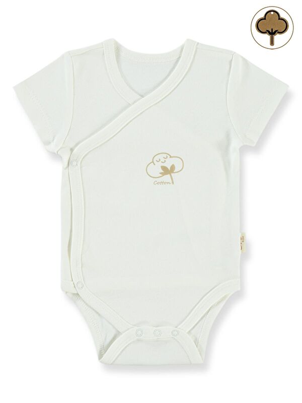 Civil Baby Organik Pamuklu Kruvaze 0-3 Ay Çıtçıtlı Badi - Ekru 1-3 Ay