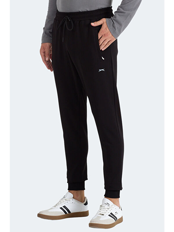 SLAZENGER FRENZY Erkek Fermuar Cepli Siyah Jogger Eşofman Altı