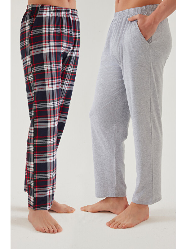Koza İç Giyim Erkek Pamuklu %100 Ekose-Lacivert 2'li Tek Alt Pijama - S000422236-37346 |