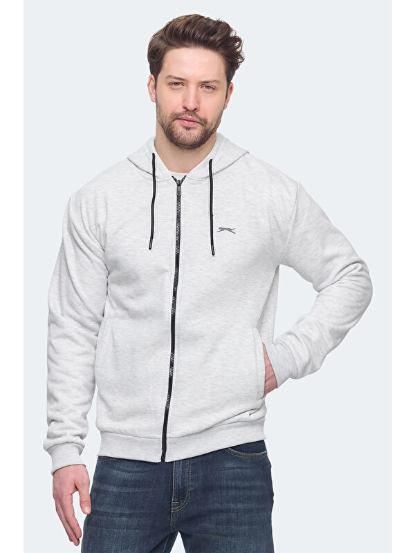 SLAZENGER KOZZAX Erkek Fermuarlı Sweatshirt Hırka Koyu Gri