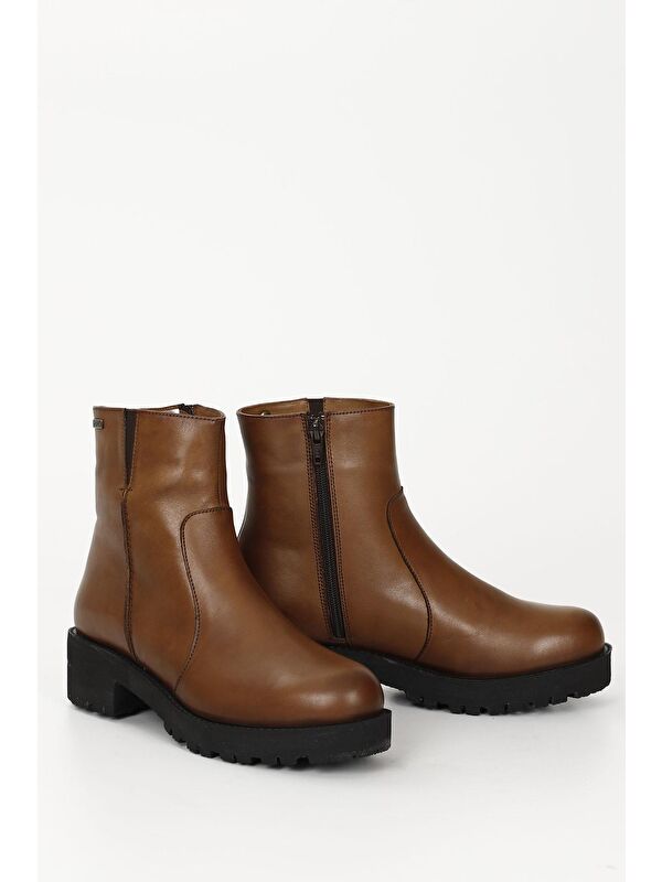 Gonderi(r) Siyah Gonderi(r) Hakiki Deri Topuklu Fermuarlı Kadın Bot