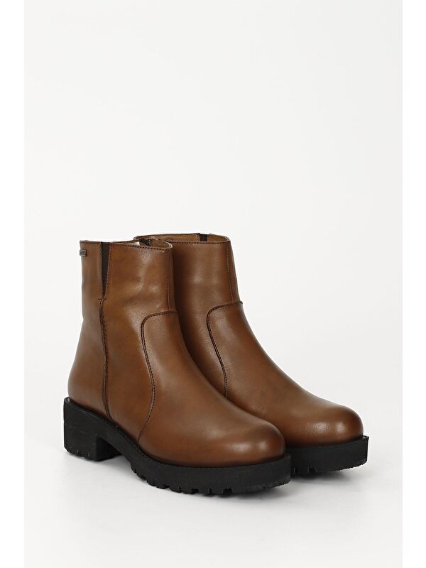 Gonderi(r) Siyah Gonderi(r) Hakiki Deri Topuklu Fermuarlı Kadın Bot