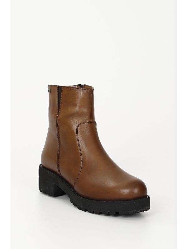 Gonderi(r) Siyah Gonderi(r) Hakiki Deri Topuklu Fermuarlı Kadın Bot