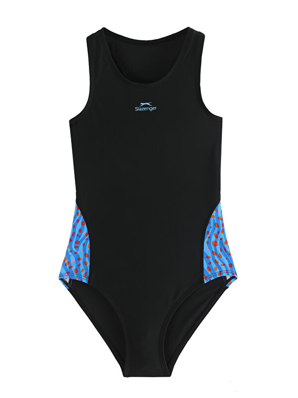 SLAZENGER Spl RacerBlk Jn43 Kız Çocuk Mayo Siyah / Turkuaz