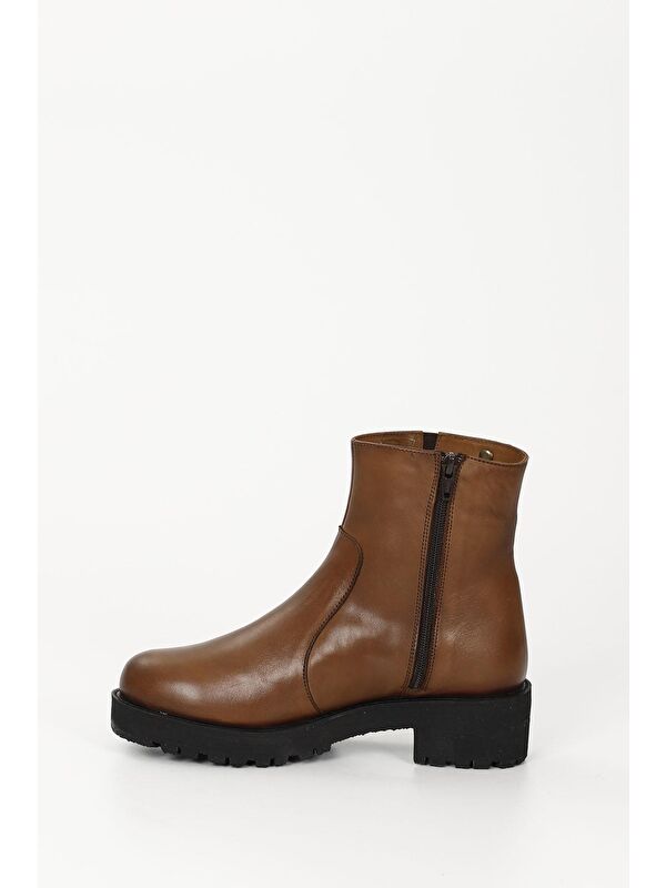 Gonderi(r) Siyah Gonderi(r) Hakiki Deri Topuklu Fermuarlı Kadın Bot