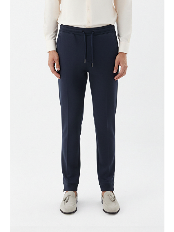 Sabri Özel Giotelli Lacivert Normal Kesim Regular Fit Pamuklu Örme Jogger Pantolon