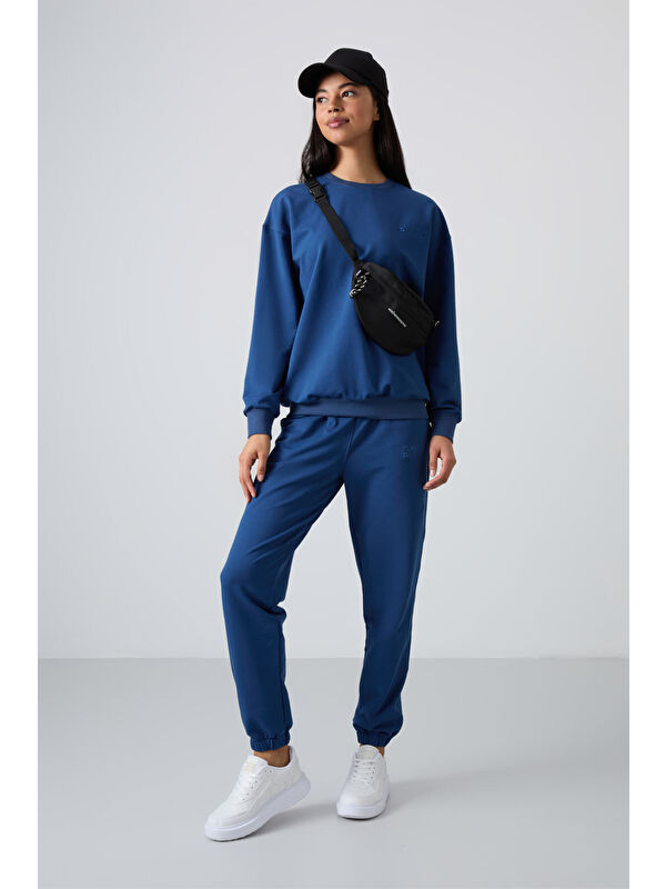 Tommylife Parlament Basic Pamuklu O Yaka Oversize Lastik Paça Kadın Eşofman Takım - 95287