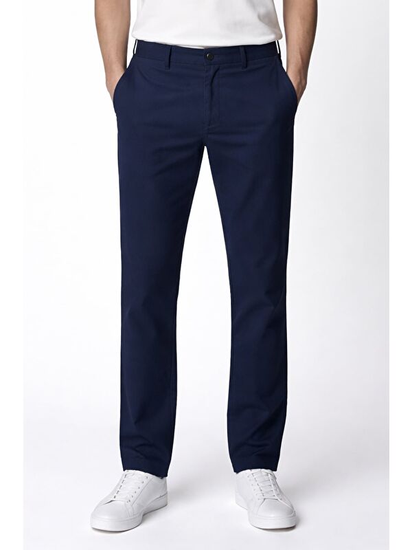 Sabri Özel Giotelli Erkek Lacivert Dar Kesim Slim Fit Dokuma Beş Cep Normal Bel Pantolon