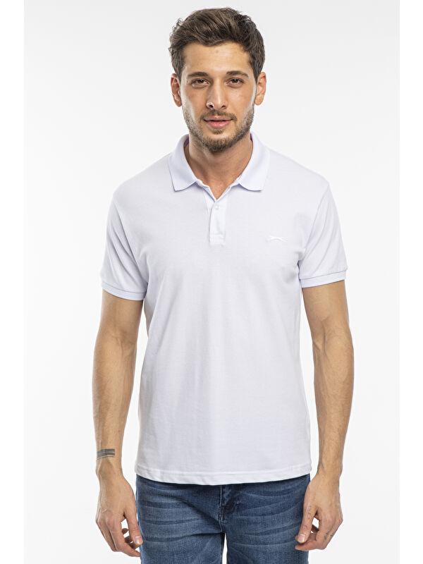 SLAZENGER SALVATOR Erkek %100 Pamuk Tişört Beyaz