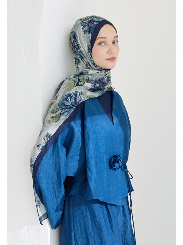 Fresh Scarfs Jasmıne Floş Viskon Şal İndigo
