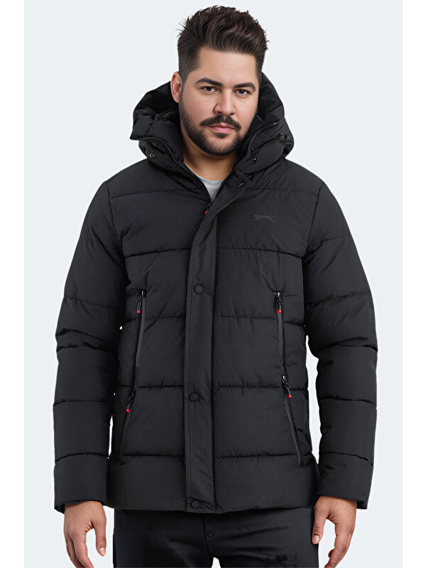 SLAZENGER GAFAR  Erkek Mont  Büyük Beden Şişme Mont Siyah