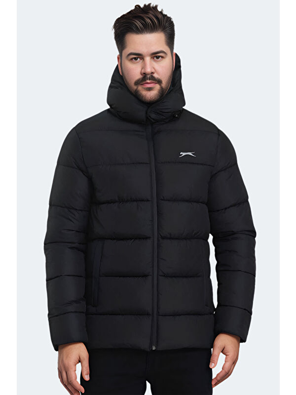 SLAZENGER GANEA  Erkek Mont  Büyük Beden Şişme Mont Siyah