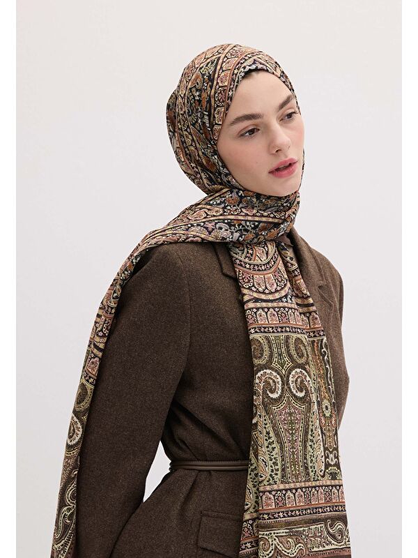 Fresh Scarfs Nordıc Paısley Desen Şal Kahve