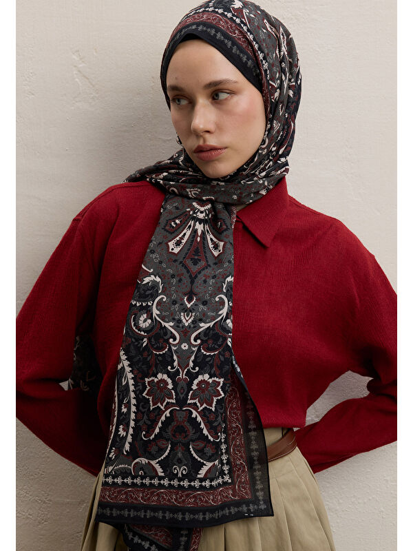 Fresh Scarfs Elegant Desen Şal Siyah