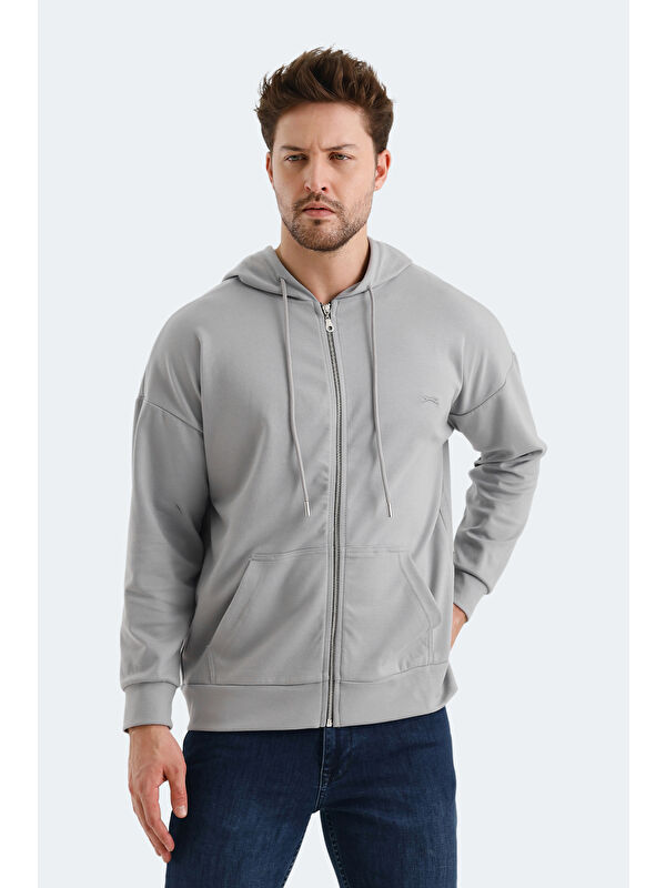 SLAZENGER VALTER Erkek Fermuarlı Sweatshirt Hırka Gri