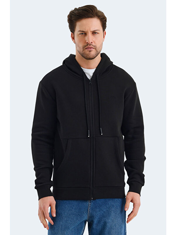 SLAZENGER VONDA Erkek Fermuarlı Sweatshirt Hırka Siyah