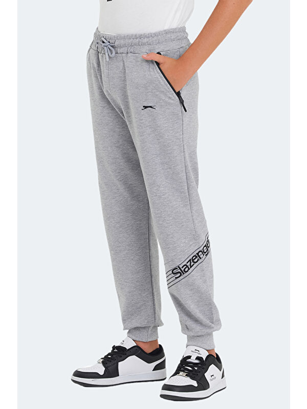 SLAZENGER LIKE IN Unisex Çocuk Fermuar Cepli Taş Gri Eşofman Altı