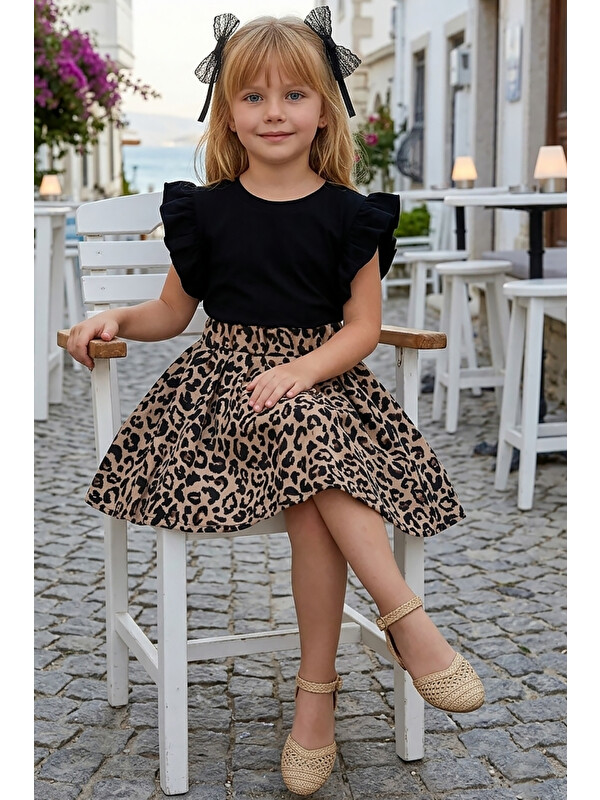 Parla Kids Kız Çocuk Fırfırlı Elbise ve Toka Takım