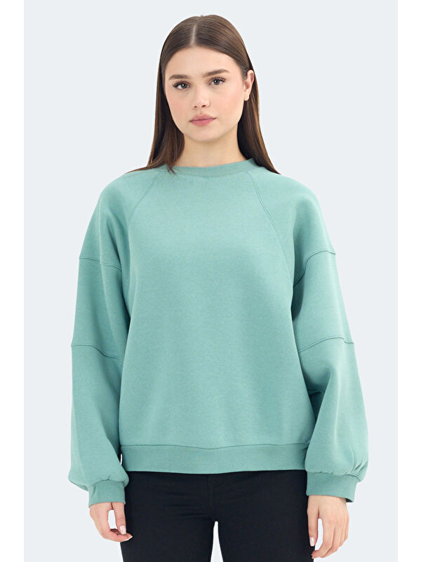 SLAZENGER VIA Kadın Yeşil Sweatshirt