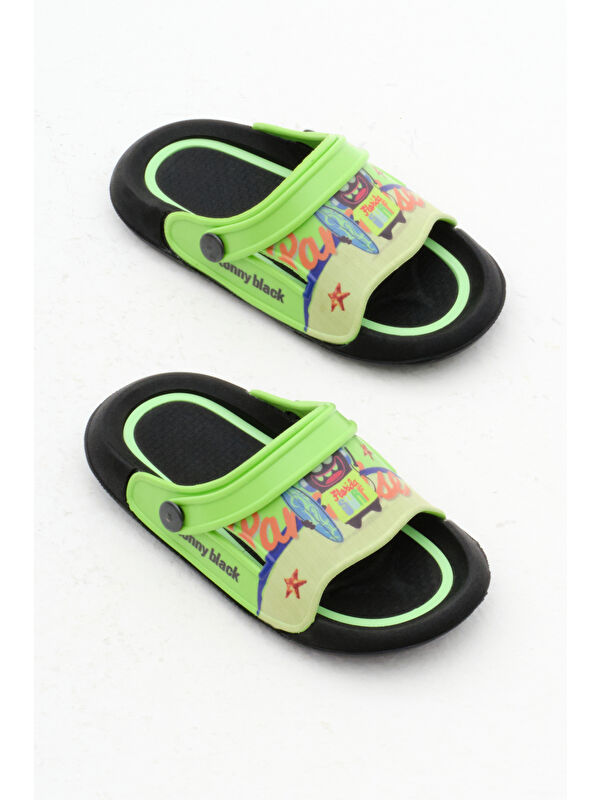 Erkek Çocuk Yeşil Poli Taban Tropical Desenli Terlik - Görsel 5