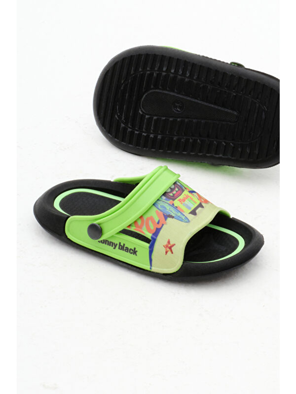 Erkek Çocuk Yeşil Poli Taban Tropical Desenli Terlik - Görsel 6