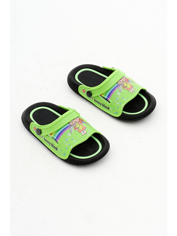 Kız Çocuk Yeşil Poli Taban Desenli Terlik - Görsel 4