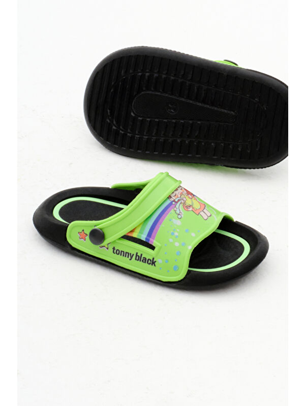 Kız Çocuk Yeşil Poli Taban Desenli Terlik - Görsel 6