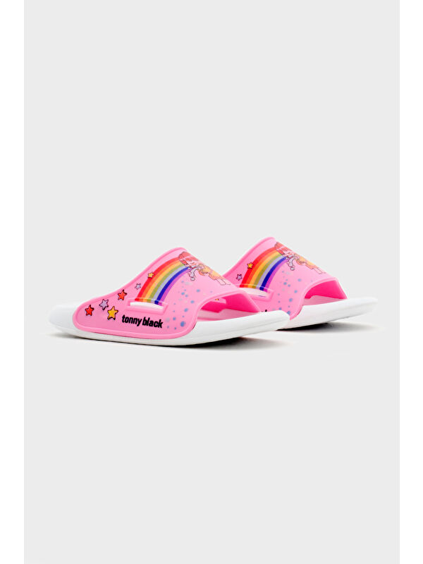 Kız Çocuk Pembe Poli Taban Desenli Terlik - Görsel 3