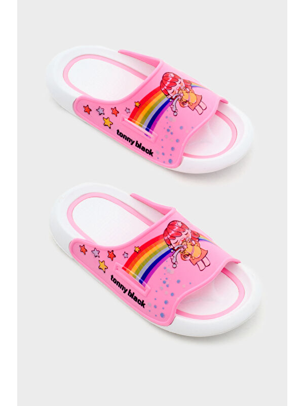 Kız Çocuk Pembe Poli Taban Desenli Terlik - Görsel 5