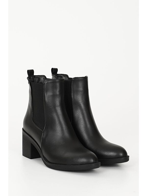 SİYAH Yuvarlak Burun Topuklu Kadın Günlük Bot 35763 - Görsel 7