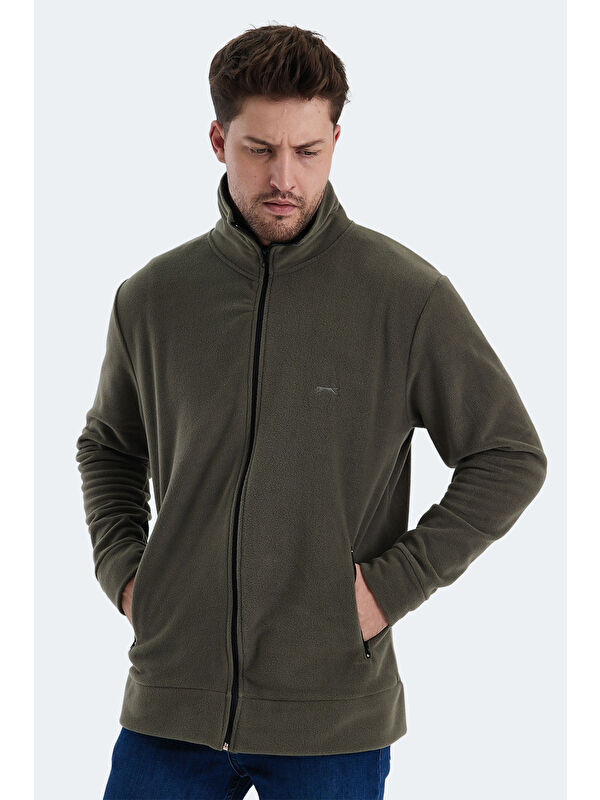 SLAZENGER Erkek Fermuarlı Sweatshirt Hırka Haki